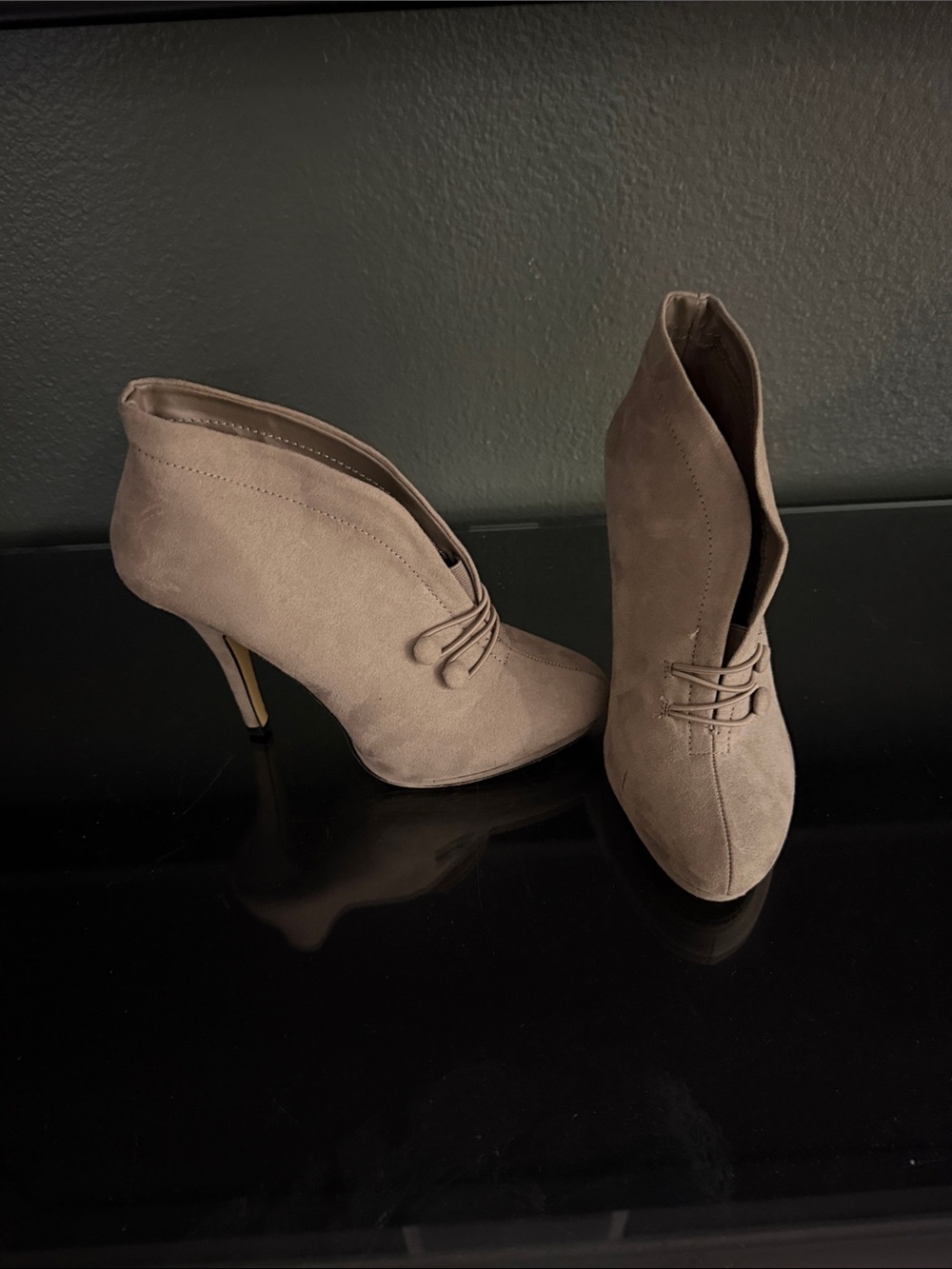 Apt. 9 Taupe Suede High-Heel Ankle Booties